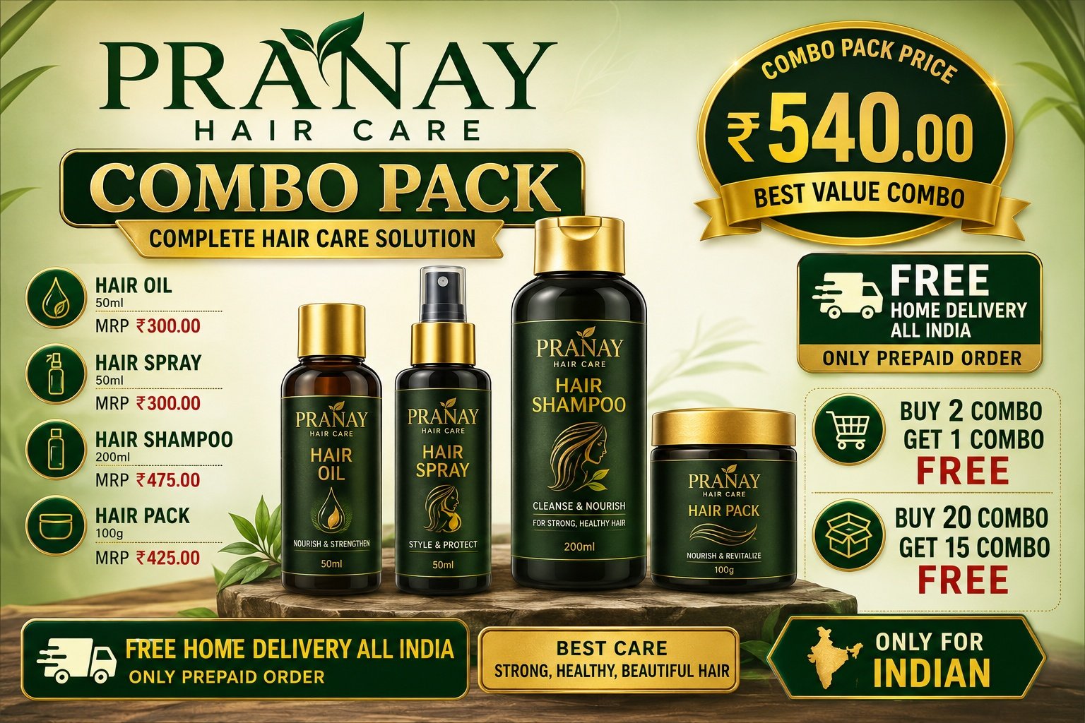 PLP Pranay Hair Care Combo Pack – 4 Step Complete Hair Care Solution - Image 2